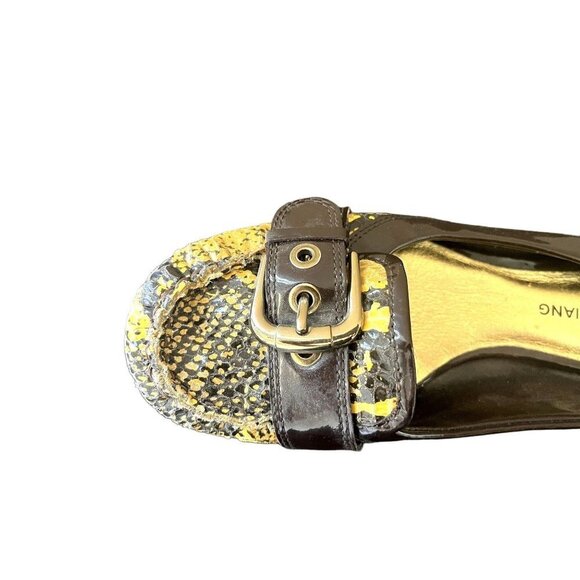 Arturo Chiang Yellow & Brown Snakeskin Flat Shoes 7.5 - Picture 5 of 13